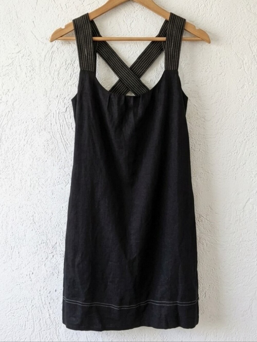 NWOT Linen C&C California Dress Black Small Shirt Dress Cross Back Lightweight - Picture 2 of 5